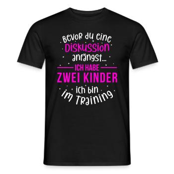 Ich habe zwei Kinder - Mutter und Kinder - Männer T-Shirt - Schwarz - Vorne - AI Model Male 178 light (178cm)