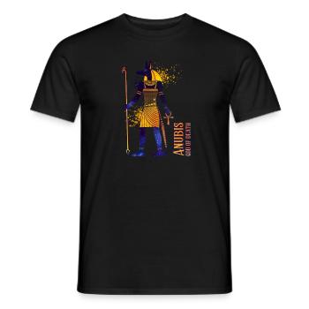 Colored drawing of the Egyptian god Anubis - Men's T-Shirt - black - Front - AI Model Male 178 light (178cm)