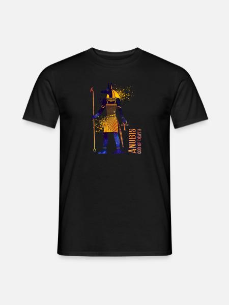 Colored drawing of the Egyptian god Anubis - Men's T-Shirt - black