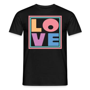 Cool Colorful Love Square Gift Men Women & Kids - Men's T-Shirt - black - Front - AI Model Male 178 light (178cm)