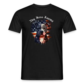 Dog Bless America - Men's T-Shirt - black - Front - AI Model Male 178 light (178cm)
