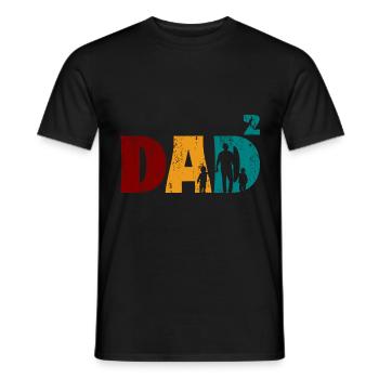 Papa père de 2 enfants jumeaux fils filles - T-shirt homme - noir - Devant - AI Model Male 178 light (178cm)