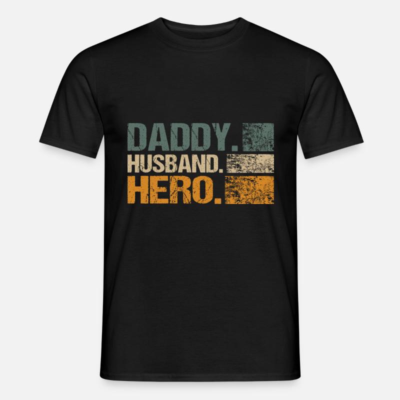 Husband Daddy Hero - Männer T-Shirt - Schwarz