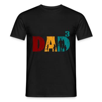 Papa Dad of 3 third child baby kids - Men's T-Shirt - black - Front - AI Model Male 178 light (178cm)