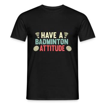 Badminton Haltung Sporttrainer Geschenk - Männer T-Shirt - Schwarz - Vorne - AI Model Male 178 light (178cm)