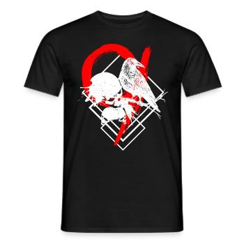 Raven Skull Trash Polka Tattoo Style - Men's T-Shirt - black - Front - AI Model Male 178 light (178cm)