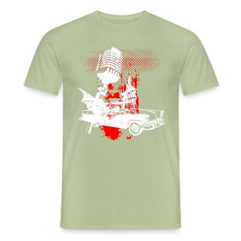 Auto Rockabilly Trash Polka - Men's T-Shirt - sage - Front - AI Model Male 178 light (178cm)