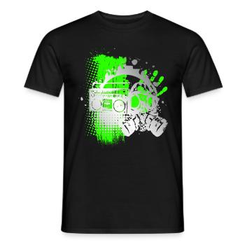 Gas Mask Silver Tattoo Style - Men's T-Shirt - black - Front - AI Model Male 178 light (178cm)