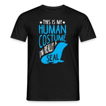 Drôle de phoque zoo animal phoque costume de renard - T-shirt homme - noir - Devant - AI Model Male 178 light (178cm)