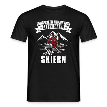 Unterschätze nie alten Mann auf Skiern - Männer T-Shirt - Schwarz - Vorne - AI Model Male 178 light (178cm)