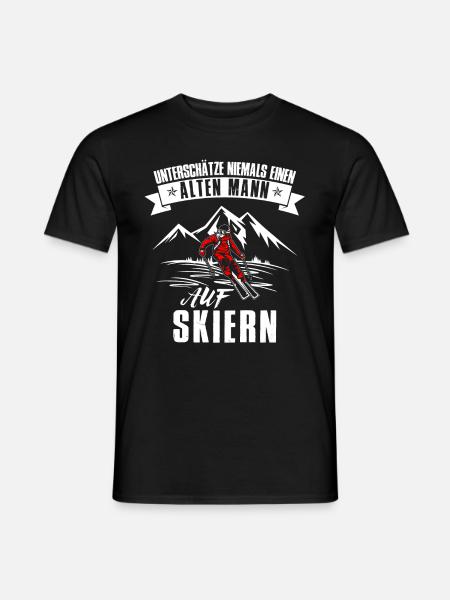 Unterschätze nie alten Mann auf Skiern - Männer T-Shirt - Schwarz