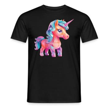 Unicorn Modern Polygon Design - Männer T-Shirt - Schwarz - Vorne - AI Model Male 178 light (178cm)