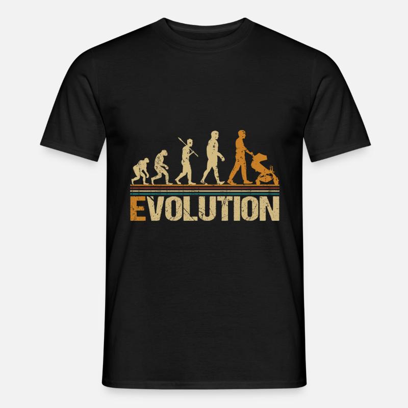 Papa Vater mit Kinderwagen Evolution - Männer T-Shirt - Schwarz