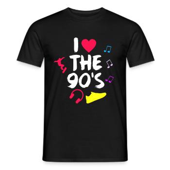 J'aime 90 années 90 Vintage Vintage - T-shirt homme - noir - Devant - AI Model Male 178 light (178cm)