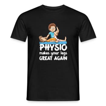 Funny Physio makes your legs great again - Men's T-Shirt - black - Front - AI Model Male 178 light (178cm)