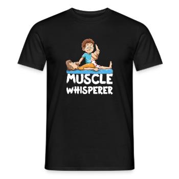 Funny Physio Muscle Whisperer Cartoon - Men's T-Shirt - black - Front - AI Model Male 178 light (178cm)