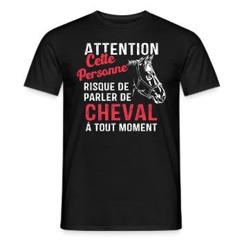 Cette Personne Risque Parler De Cheval Tout Moment - T-shirt homme - noir - Devant - AI Model Male 178 light (178cm)