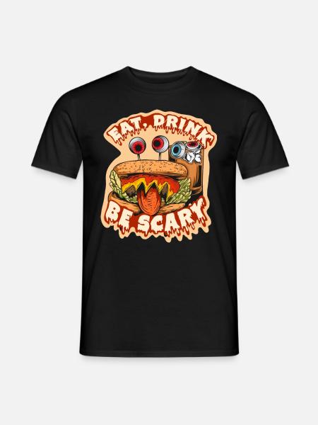 Halloween Kürbis Horror - Männer T-Shirt - Schwarz