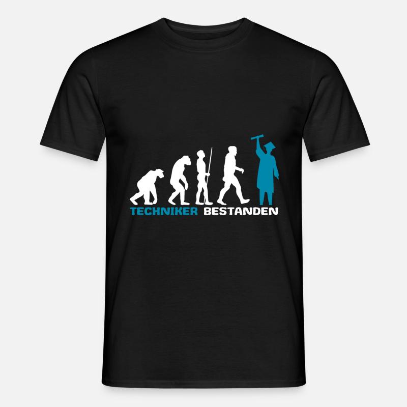 Techniker Abschluss Prüfung Bestanden Evolution - Männer T-Shirt - Schwarz