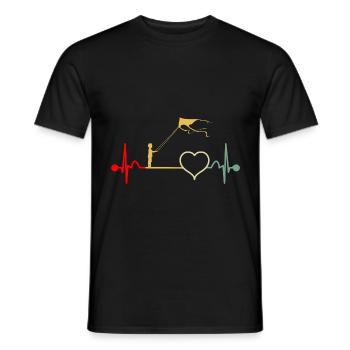 Drachensteigen Drachen Steigen Herzschlag Vintage - Männer T-Shirt - Schwarz - Vorne - AI Model Male 178 light (178cm)