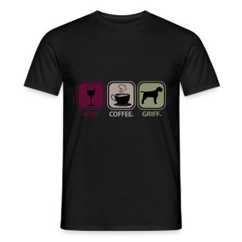 Griffon Korthals Chien pointant Maman Maman Vin Café - T-shirt homme - noir - Devant - AI Model Male 178 light (178cm)