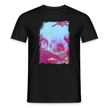 underwater sea fish turtle coral - Men's T-Shirt - black - Front - AI Model Male 178 light (178cm)