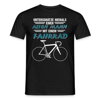 Unterschätze niemals einen alten Mann mit Fahrrad - Männer T-Shirt - Schwarz - Vorne - AI Model Male 178 light (178cm)