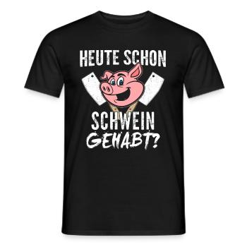 Heute Schon Schwein Gehabt Metzger - Männer T-Shirt - Schwarz - Vorne - AI Model Male 178 light (178cm)