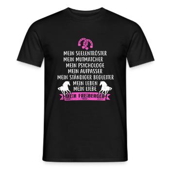 Mein Freiberger Pferd Pferde Reiten - Männer T-Shirt - Schwarz - Vorne - AI Model Male 178 light (178cm)