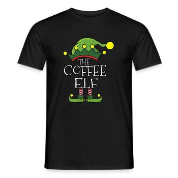 The Coffee Drinking Elf Christmas 2020 Christmas - Men's T-Shirt - black - Front - AI Model Male 178 light (178cm)