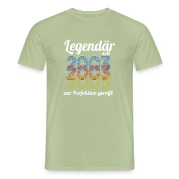 Legendär Seit 2003 18ter Geburtstag Geschenk - Männer T-Shirt - Sage - Vorne - AI Model Male 178 light (178cm)