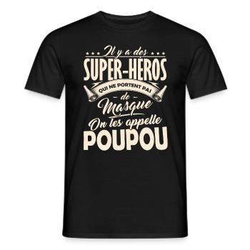Poupou Super-Héros Cadeau Grand-Père - T-shirt homme - noir - Devant - AI Model Male 178 light (178cm)