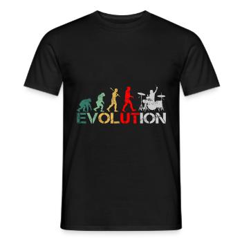 Batteur drummer Evolution Retro - T-shirt homme - noir - Devant - AI Model Male 178 light (178cm)