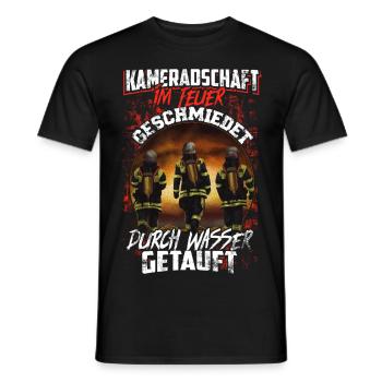 Feuerwehr Kameradschaft Feuer Wasser Geschenk - Männer T-Shirt - Schwarz - Vorne - AI Model Male 178 light (178cm)