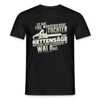 Kettensäge Forstwirt Holz machen Vater Tochter - Männer T-Shirt - Schwarz - Vorne - AI Model Male 178 light (178cm)