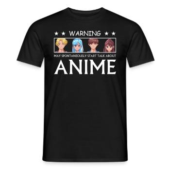 WARNING ANIME - Männer T-Shirt - Schwarz - Vorne - AI Model Male 178 light (178cm)