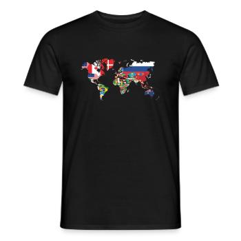World map continents map for geography teachers - Men's T-Shirt - black - Front - AI Model Male 178 light (178cm)