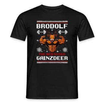 The Red Nose Gainzdeer Funny Xmas - Männer T-Shirt - Schwarz - Vorne - AI Model Male 178 light (178cm)