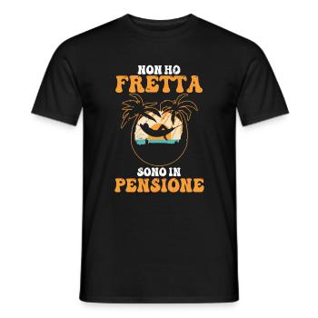 Non ho Fretta Sono in Pensione Maglietta Regalo - Männer T-Shirt - Schwarz - Vorne - AI Model Male 178 light (178cm)