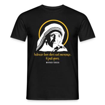 Heilige Mutter Teresa mit Heiligenschein - Spruch - Männer T-Shirt - Schwarz - Vorne - AI Model Male 178 light (178cm)