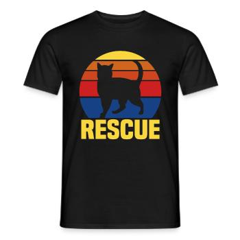 | d’adoption de chats | amoureux des chats Coucher de soleil rétro vintage - T-shirt homme - noir - Devant - AI Model Male 178 light (178cm)