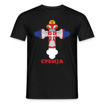 Serbia Orthodox Cross for Serbs Slava Molitva - Men's T-Shirt - black - Front - AI Model Male 178 light (178cm)