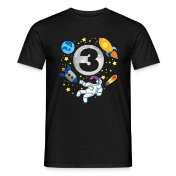 Astronaut | Space | 3th Bday | 3 Years Old Bday - Männer T-Shirt - Schwarz - Vorne - AI Model Male 178 light (178cm)