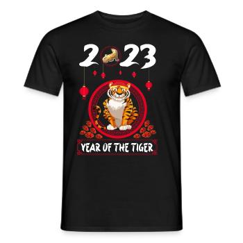 Year of the Tiger 2023 - Chinesisches Neujahrsfest - Männer T-Shirt - Schwarz - Vorne - AI Model Male 178 light (178cm)