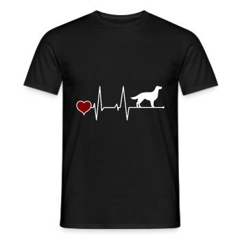 English Setter Heartbeat Red Heart - Men's T-Shirt - black - Front - AI Model Male 178 light (178cm)