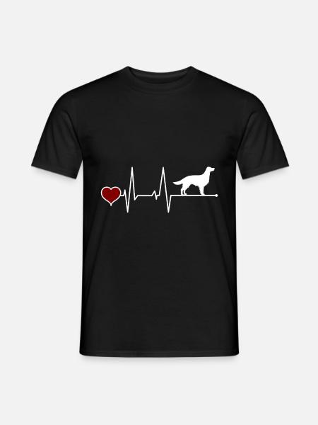 Englischer Setter Herzschlag rotes Herz - Männer T-Shirt - Schwarz