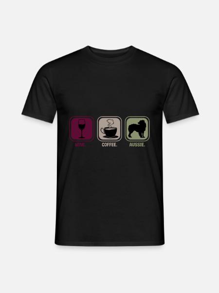 Aussie Australian Shepherd Wine Coffee - Men's T-Shirt - black
