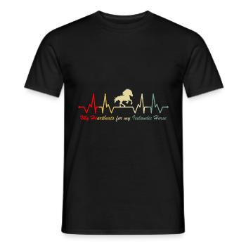 Icelandic horse tölt heartbeat vintage - Men's T-Shirt - black - Front - AI Model Male 178 light (178cm)