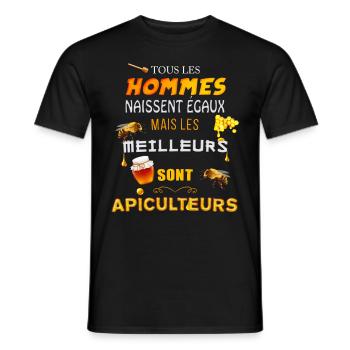 t shirt apiculture abeille miel - T-shirt homme - noir - Devant - AI Model Male 178 light (178cm)