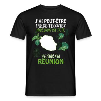 Message La Réunion Humour Patrie - T-shirt homme - noir - Devant - AI Model Male 178 light (178cm)